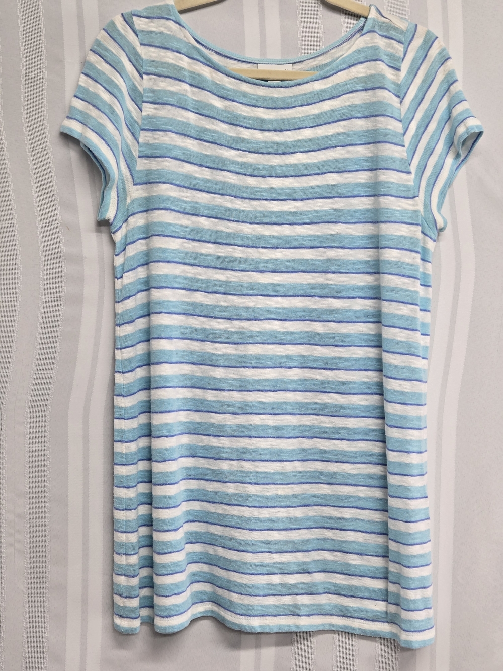 J JILL Light Blue & White Striped TOP Dress SIZE MEDIUM